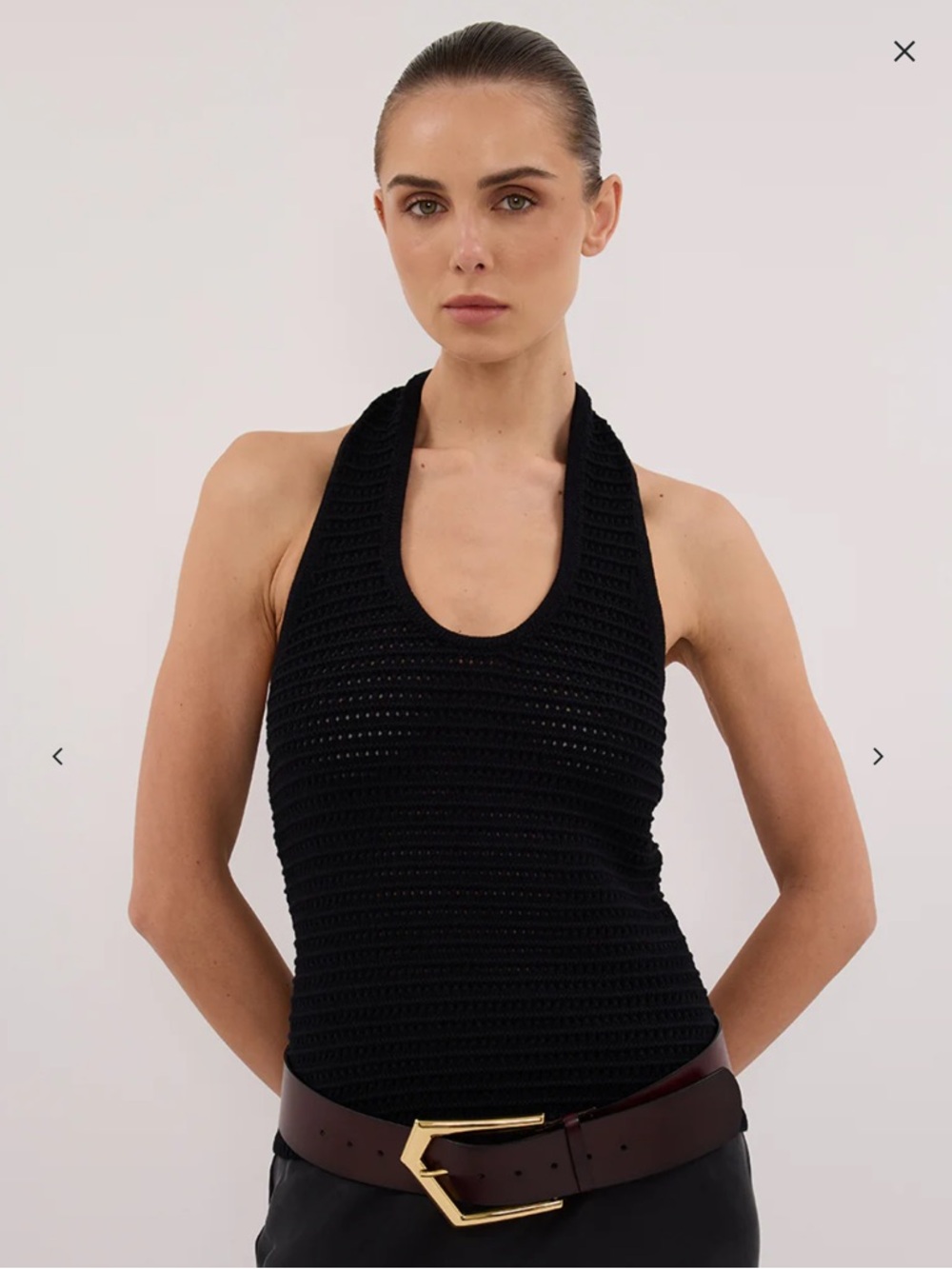 NWT • DISSH Gina Crochet black halter top